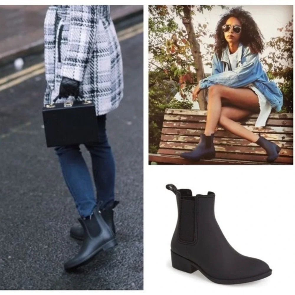 Jeffrey Campbell PLAY Forecast 2 Matte Black Chelsea Rainboots Size 8 Waterproof